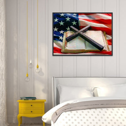 Cross America - Full Round Drill Diamond Painting 50*40CM