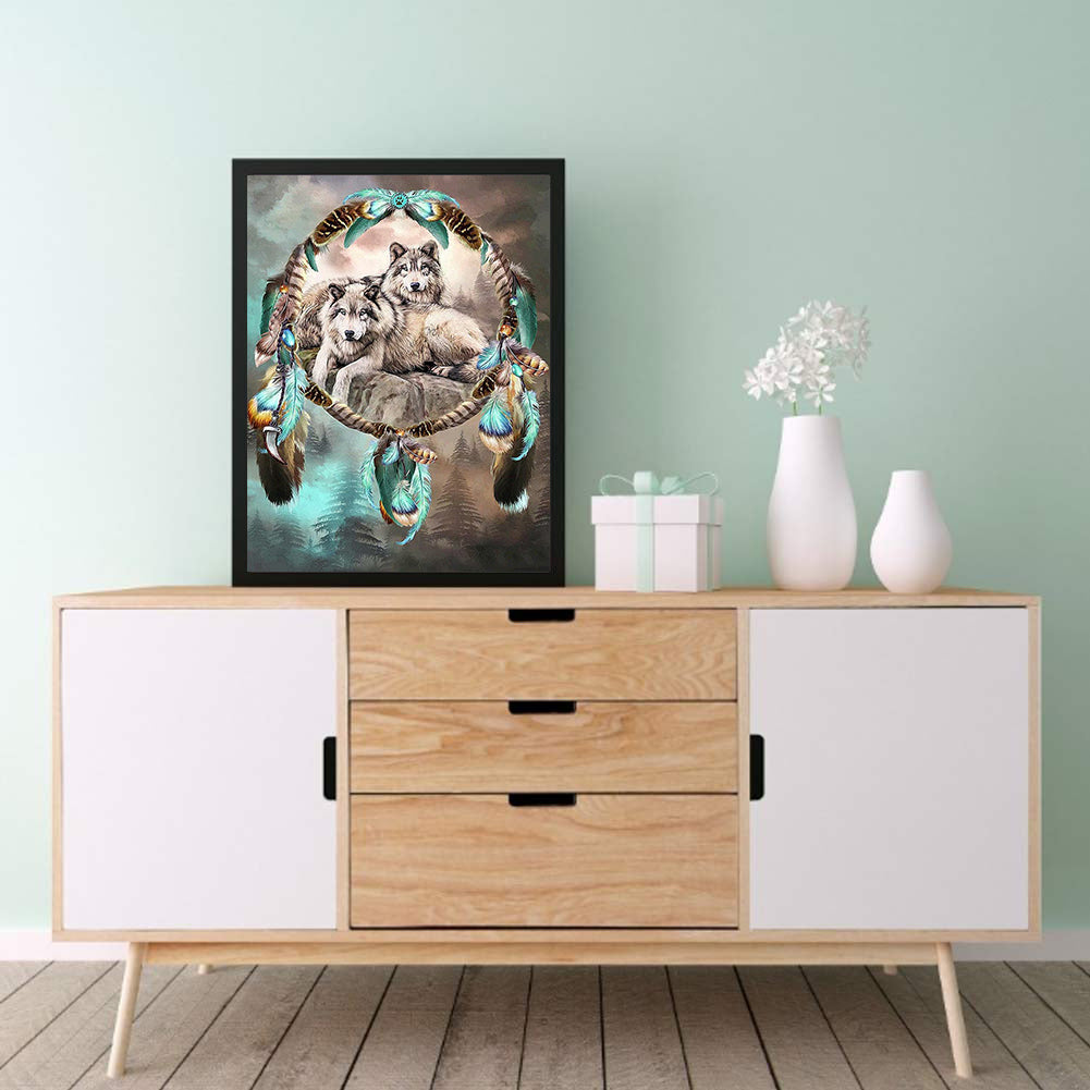 Wolf Dream Catcher - Full Round Drill Diamond Painting 40*50CM