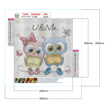 Owl Couple - Full Square Drill Diamond Painting 30*30CM