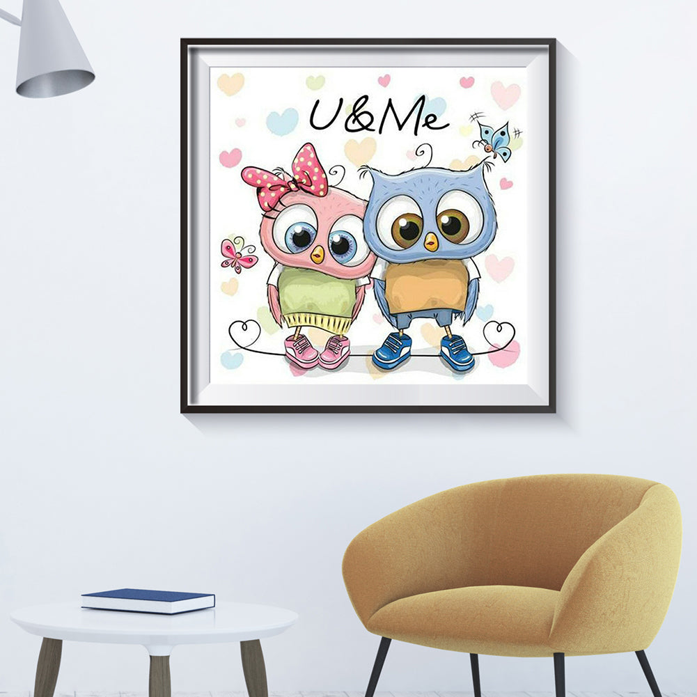 Owl Couple - Full Square Drill Diamond Painting 30*30CM
