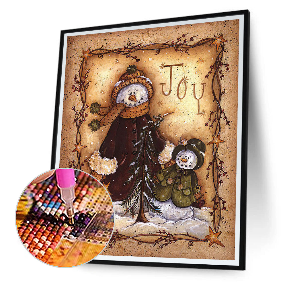 Retro Snowman - Full Square Drill Diamond Painting 30*40CM