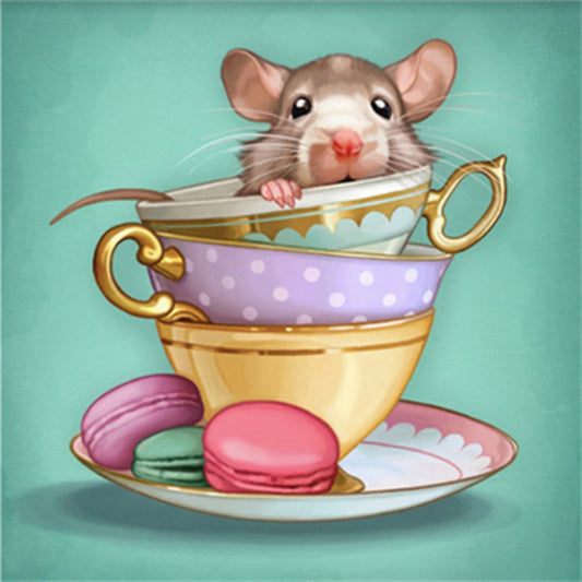 Teacup Mouse - Full Round Drill Diamond Painting 30*30CM