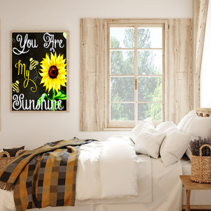 Sunflower English Calligraphy And Painting - Full Round Drill Diamond Painting 30*40CM