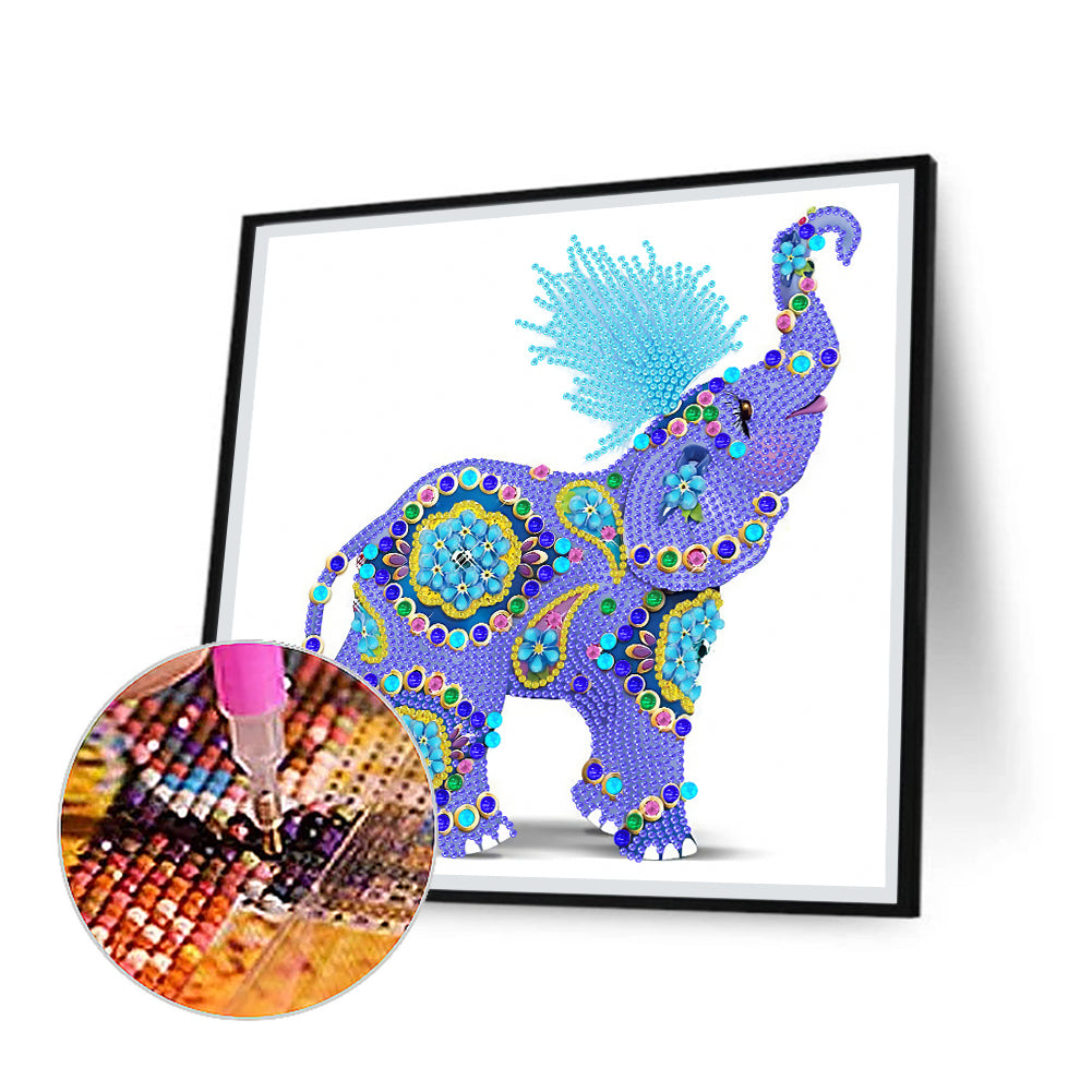 Colorful Elephant - Special Shaped Drill Diamond Painting 30*30CM