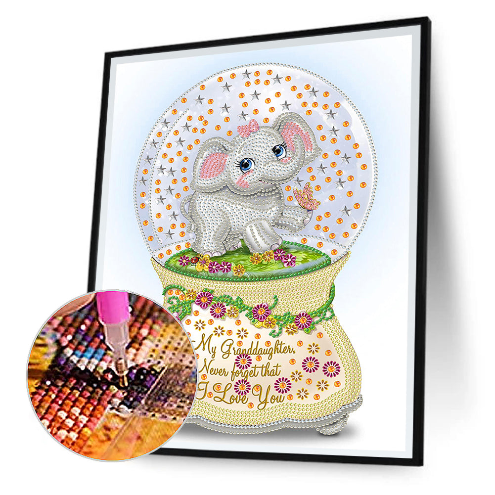 Elephant Crystal Ball - Special Shaped Drill Diamond Painting 30*40CM