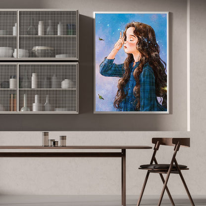Curly Hair Girl - Full Round Drill Diamond Painting 30*40CM