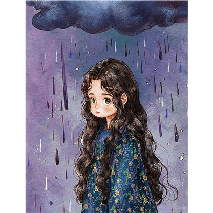 Curly Hair Girl - Full Round Drill Diamond Painting 30*40CM