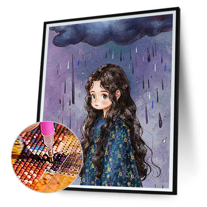 Curly Hair Girl - Full Round Drill Diamond Painting 30*40CM