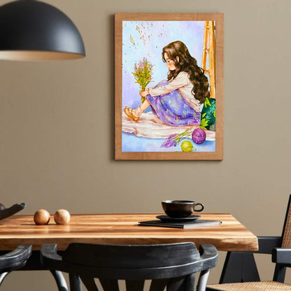 Curly Hair Girl - Full Round Drill Diamond Painting 30*40CM
