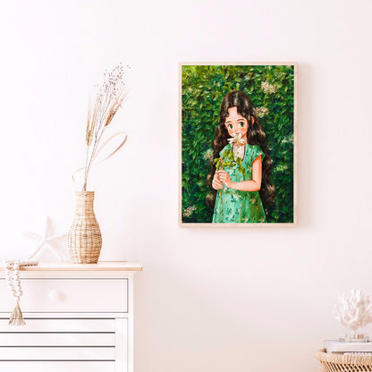 Curly Hair Girl - Full Round Drill Diamond Painting 30*40CM