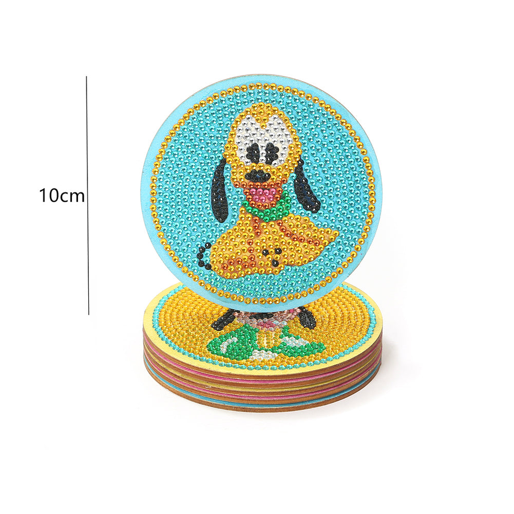 DIY Diamonds Painting Coaster Art Crafts Wooden Cartoon Cup Mat for Kids Gifts