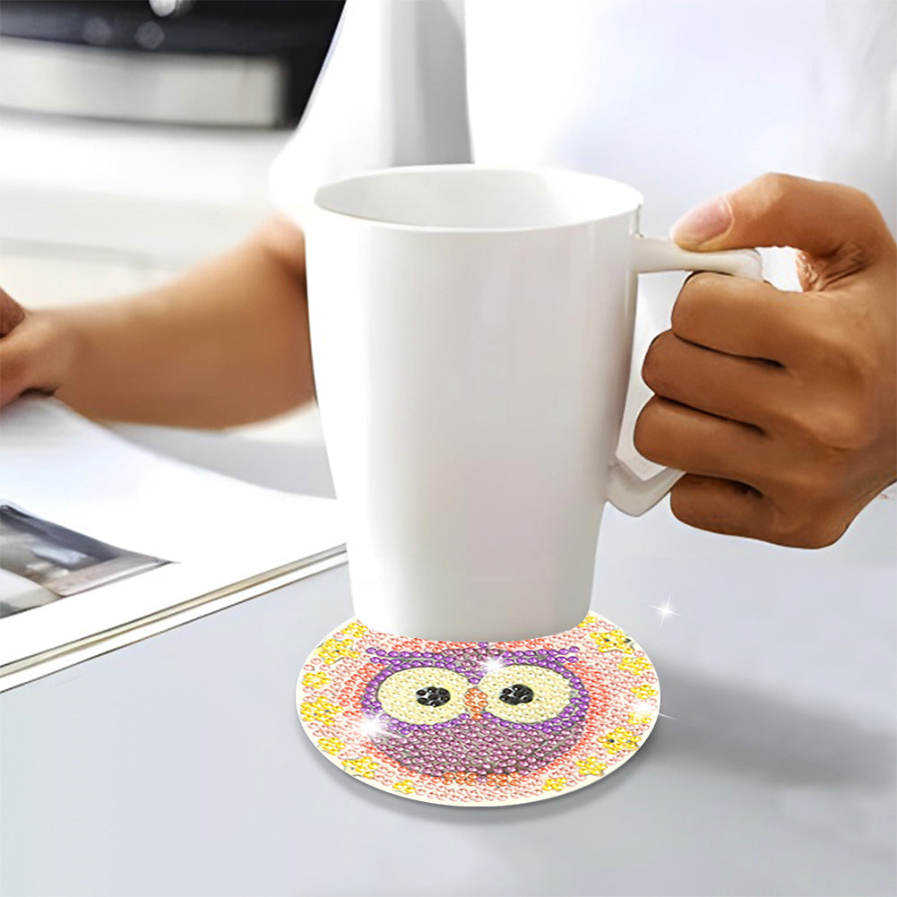 DIY Diamonds Painting Coaster Art Crafts Wooden Cartoon Cup Mat for Kids Gifts