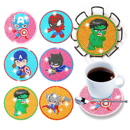 DIY Diamonds Painting Coaster Art Crafts Wooden Cartoon Cup Mat for Kids Gifts