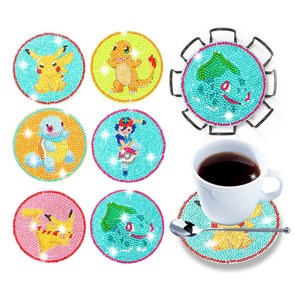 DIY Diamonds Painting Coaster Art Crafts Wooden Cartoon Cup Mat for Kids Gifts