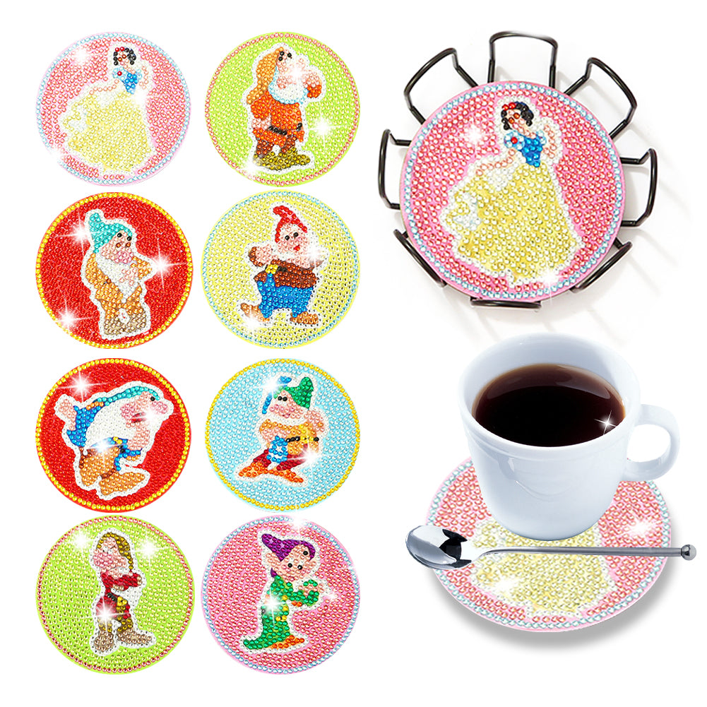 DIY Diamonds Painting Coaster Art Crafts Wooden Cartoon Cup Mat for Kids Gifts