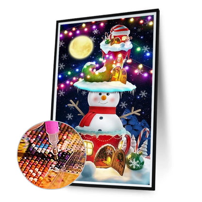 Snowman Igloo - Full Round Drill Diamond Painting 40*60CM