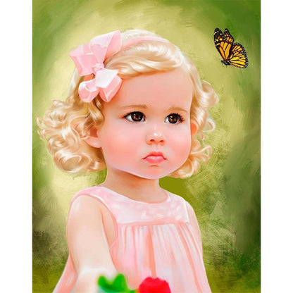 Cute Little Girl - Full Round Drill Diamond Painting 30*40CM
