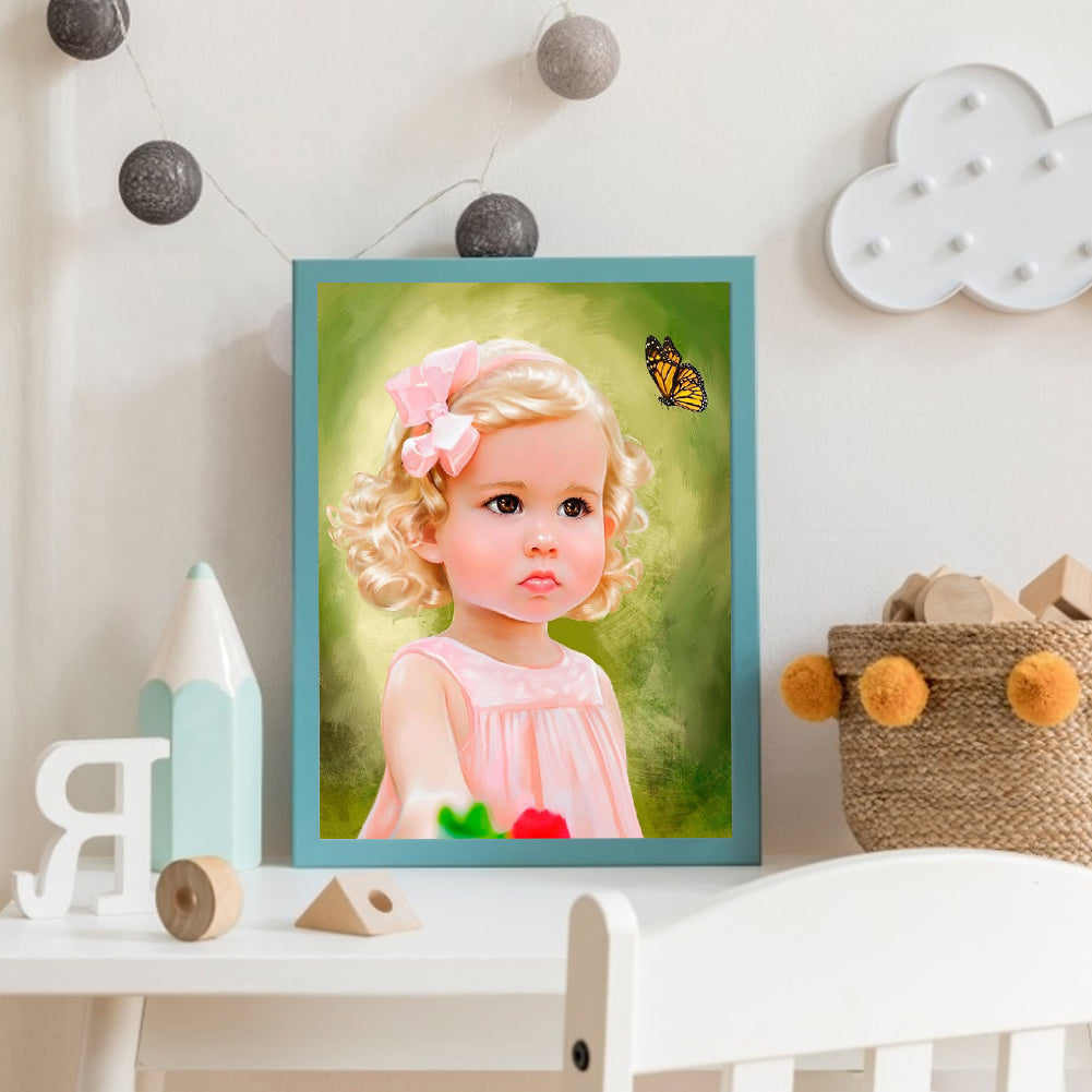 Cute Little Girl - Full Round Drill Diamond Painting 30*40CM