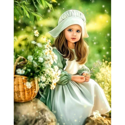 Cute Little Girl - Full Round Drill Diamond Painting 30*40CM