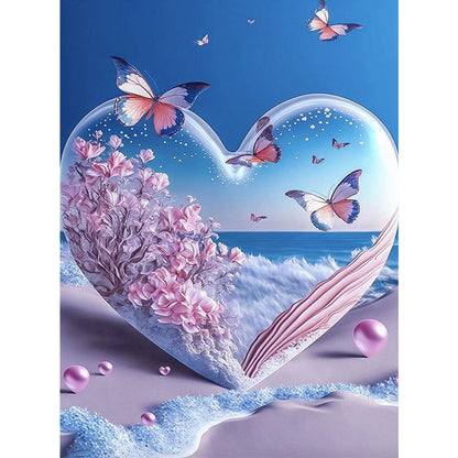 Beach Landscape Pansies - Full Round Drill Diamond Painting 30*40CM
