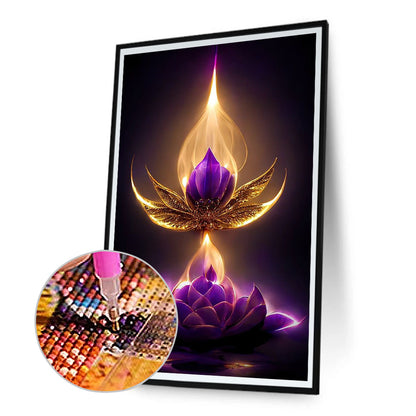 Purple Flame Lotus - Full Round Drill Diamond Painting 40*70CM