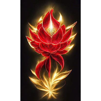 Red Fire Lotus - Full Round Drill Diamond Painting 40*70CM