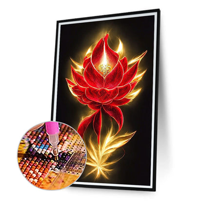 Red Fire Lotus - Full Round Drill Diamond Painting 40*70CM