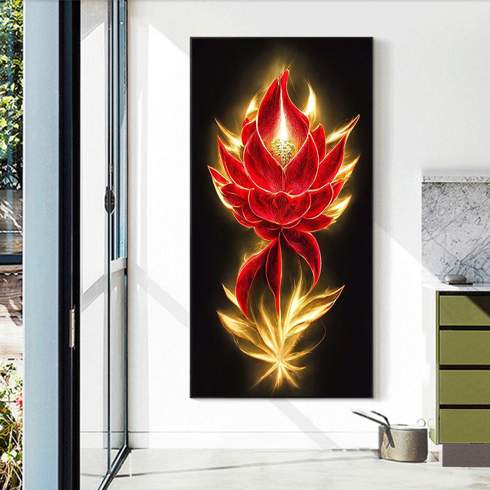 Red Fire Lotus - Full Round Drill Diamond Painting 40*70CM