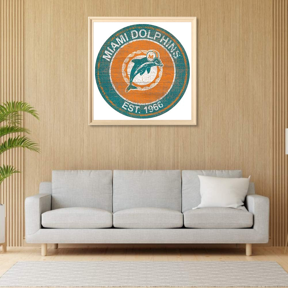 Miami Dolphins Football Team - Full Round Drill Diamond Painting 30*30CM
