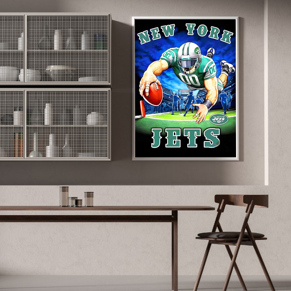 New York Jets Football Team - Full Round Drill Diamond Painting 30*40CM