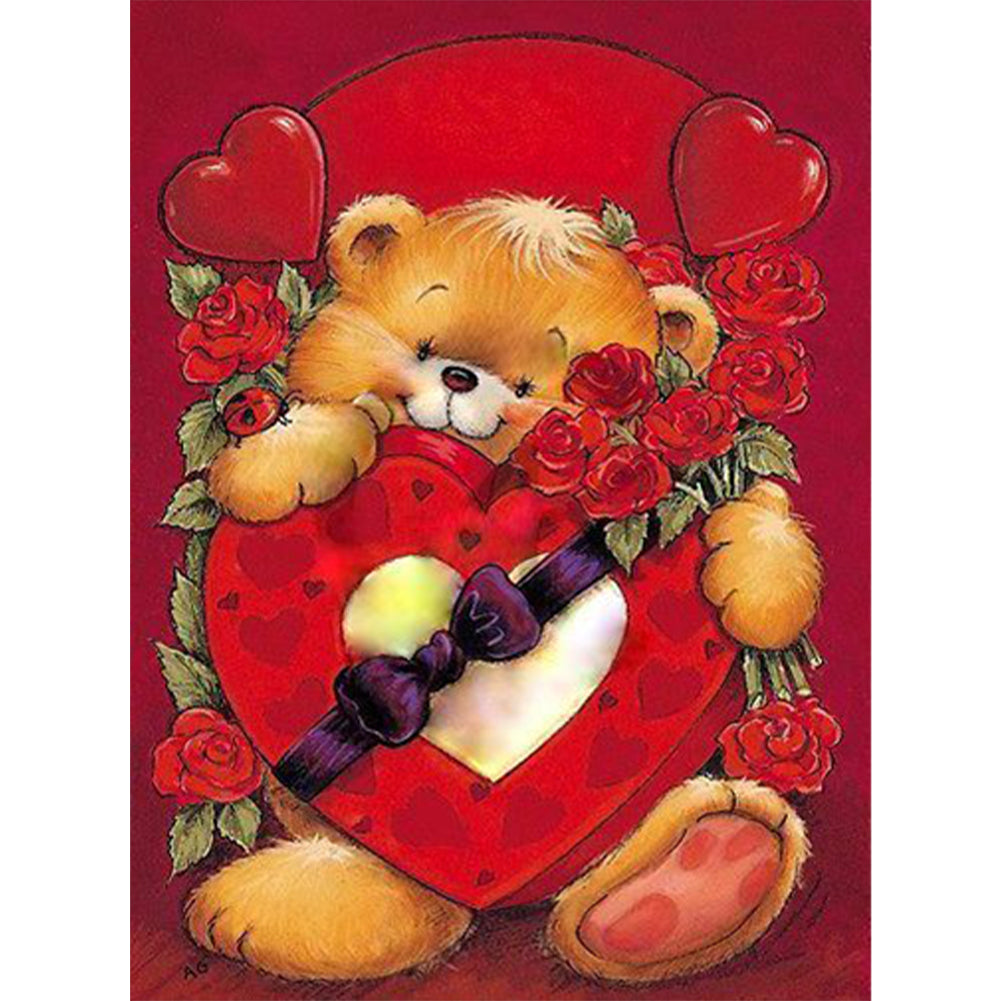 Love Valentine'S Day Bear - Full Round Drill Diamond Painting 30*40CM