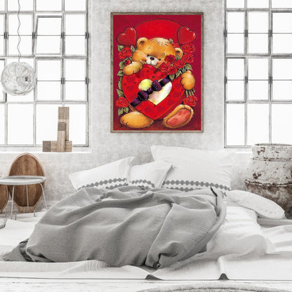 Love Valentine'S Day Bear - Full Round Drill Diamond Painting 30*40CM