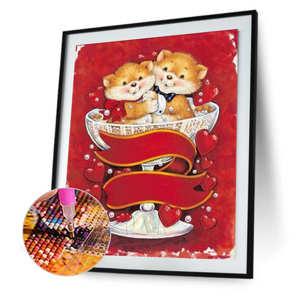 Love Valentine'S Day Bear - Full Round Drill Diamond Painting 30*40CM