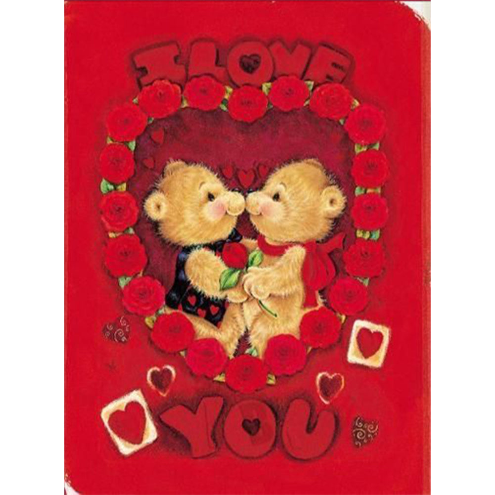 Love Valentine'S Day Bear - Full Round Drill Diamond Painting 30*40CM