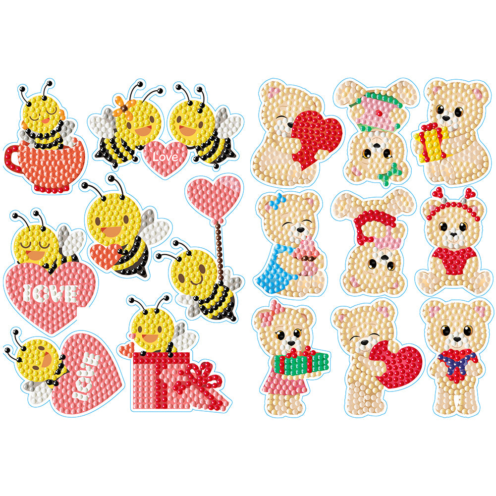 2 Sheets Diamonds Painting Sticker Crafts DIY Art Cartoon Paster Home Decoration