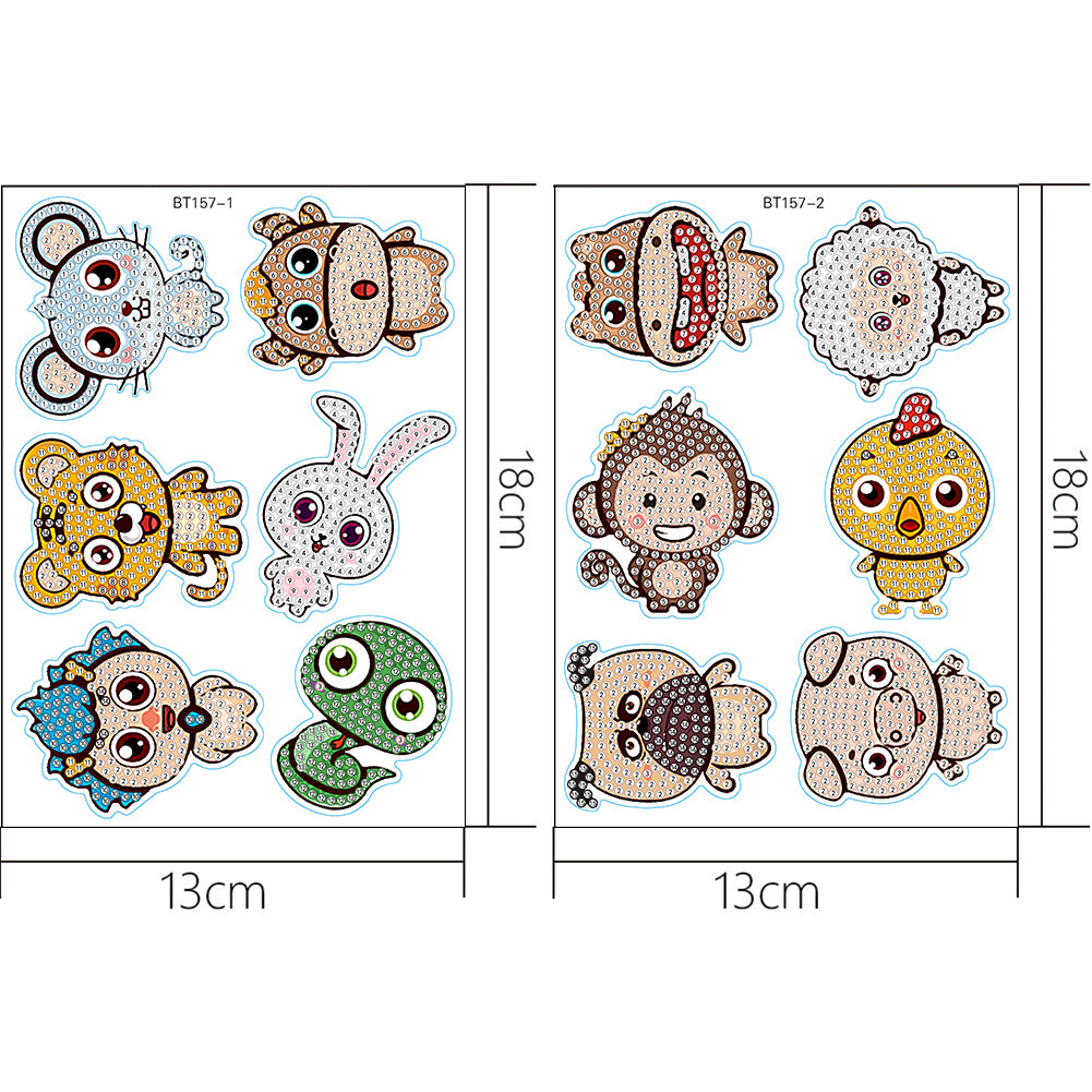 2 Sheets Diamonds Painting Sticker Crafts DIY Art Cartoon Paster Home Decoration