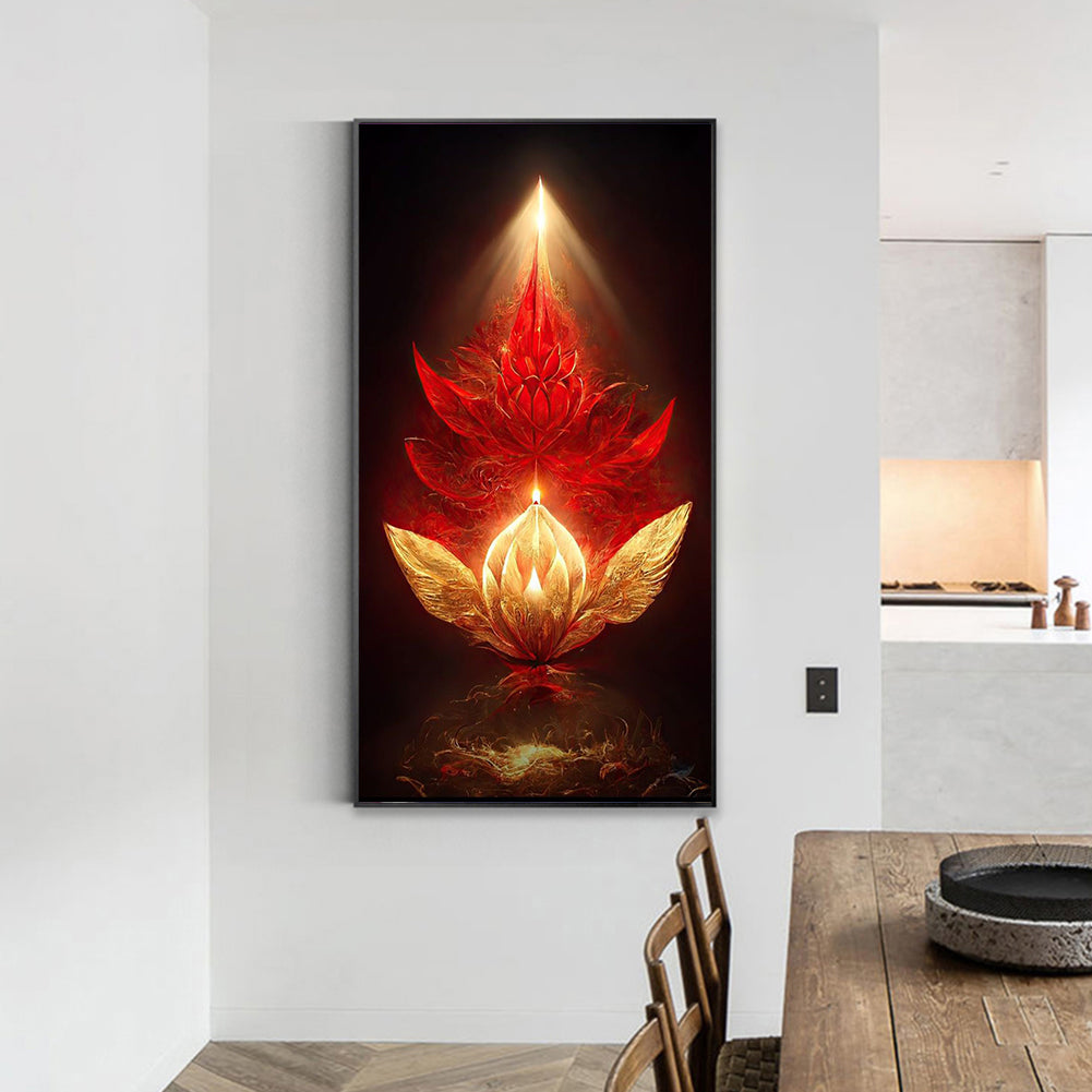 Flame Lotus - Full Round Drill Diamond Painting 40*70CM