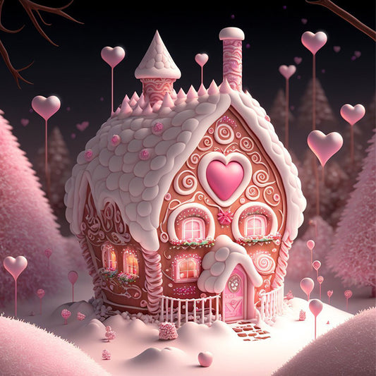 Candy Gingerbread House - Full Round Drill Diamond Painting 40*40CM