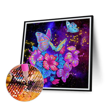 Romantic Rose Butterfly - Special Shaped Drill Diamond Painting 30*30CM