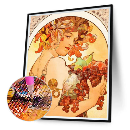 Art Nouveau - Female Illustrations - Full Round Drill Diamond Painting 40*50CM