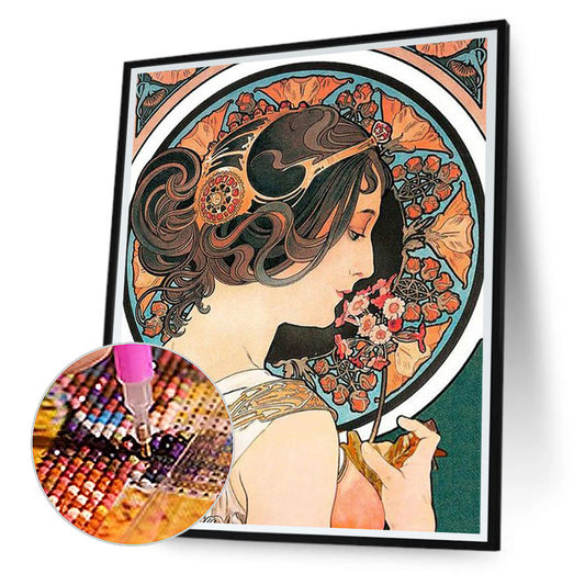 Art Nouveau - Female Illustrations - Full Round Drill Diamond Painting 40*50CM