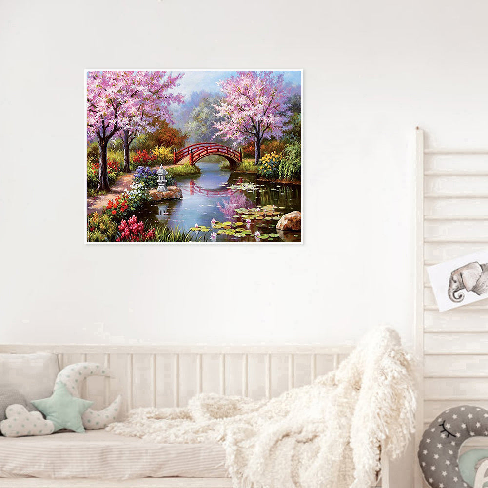 Small Bridge And Flowing Water - Full Square Drill Diamond Painting 60*50CM