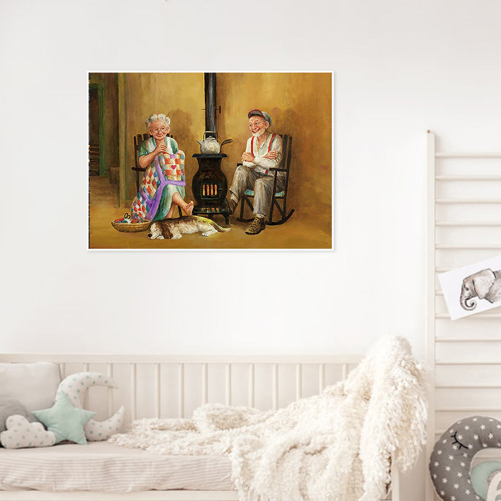 Old Couple - Full Round Drill Diamond Painting 60*50CM