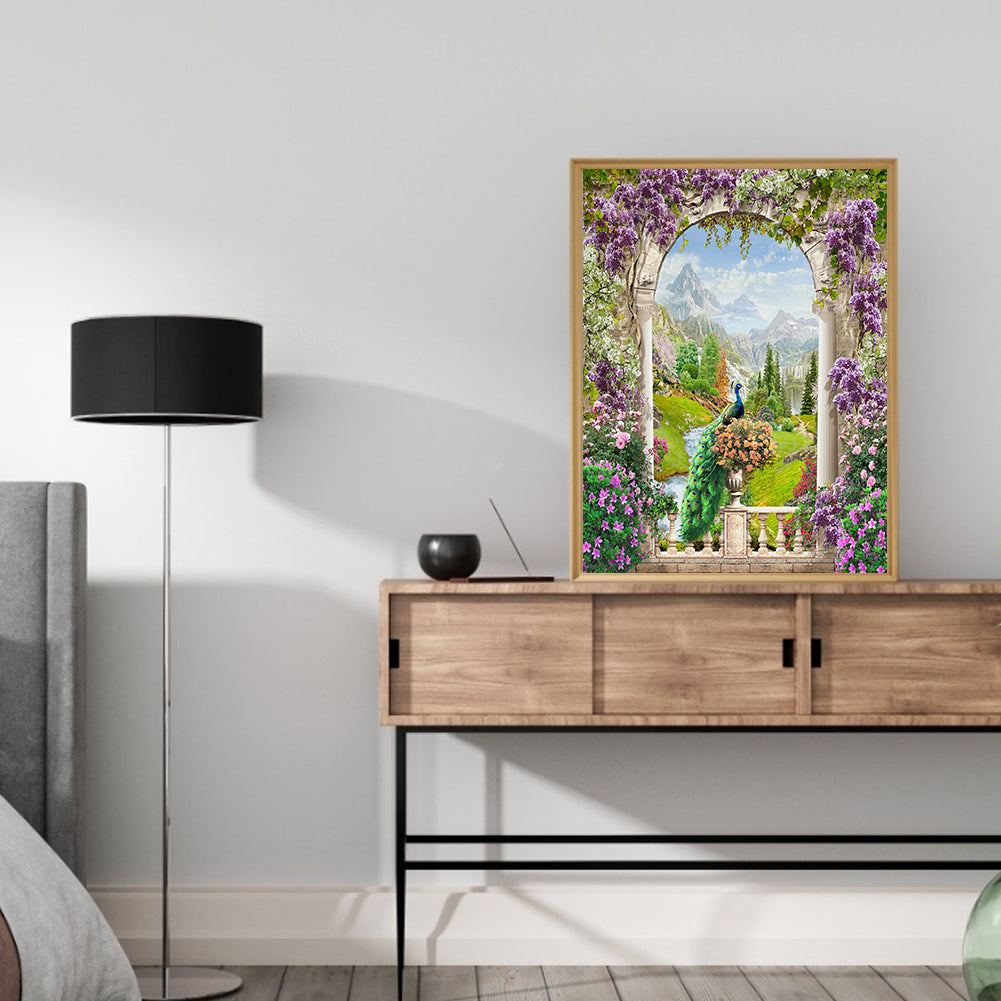 European Arch Seaside Scenery - Full Round Drill Diamond Painting 30*40CM