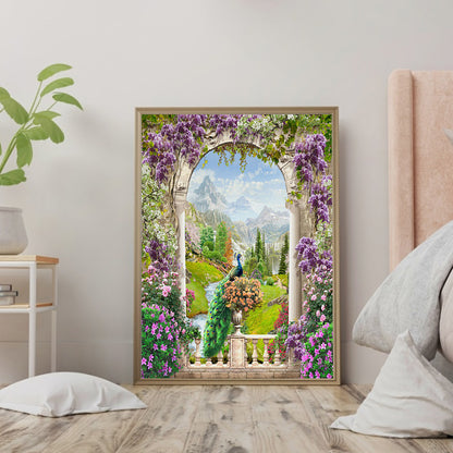 European Arch Seaside Scenery - Full Round Drill Diamond Painting 30*40CM