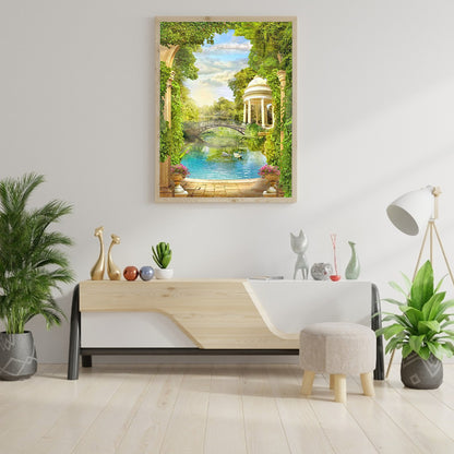 European Arch Seaside Scenery - Full Round Drill Diamond Painting 30*40CM