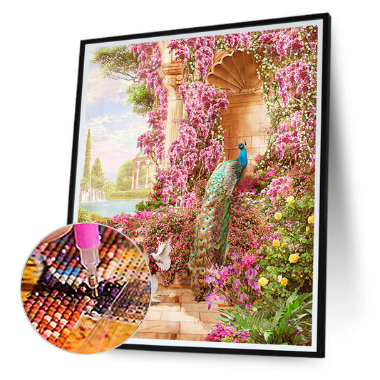 European Arch Seaside Scenery - Full Round Drill Diamond Painting 30*40CM