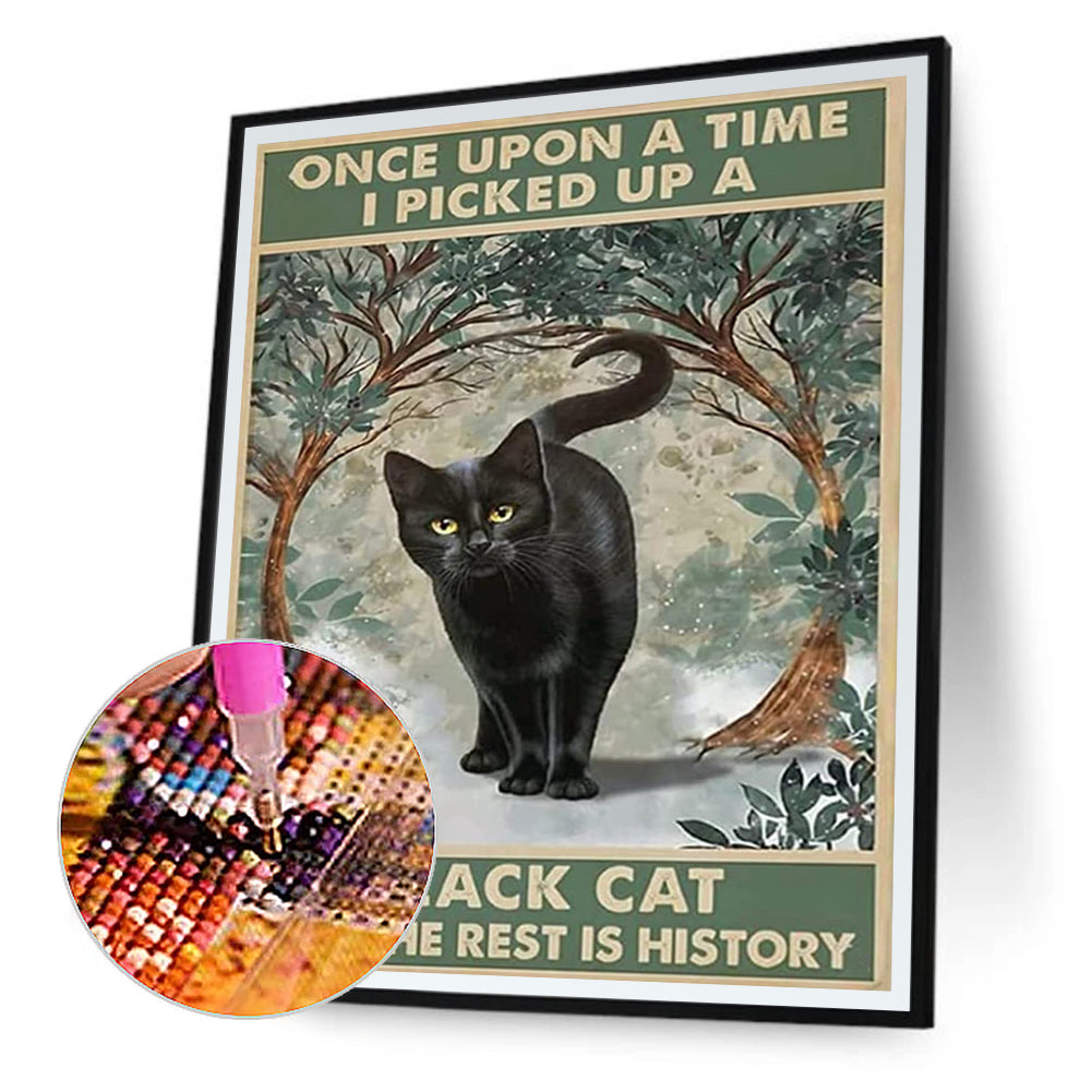 Cat Calligraphy And Painting - Full Round Drill Diamond Painting 40*50CM
