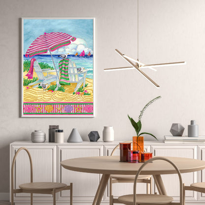 Colorful Beach - Special Shaped Drill Diamond Painting 30*40CM