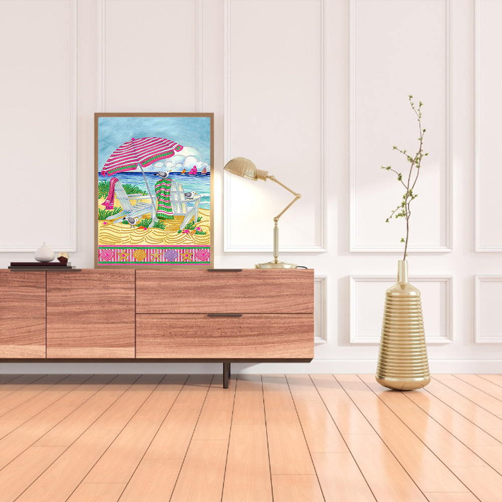 Colorful Beach - Special Shaped Drill Diamond Painting 30*40CM